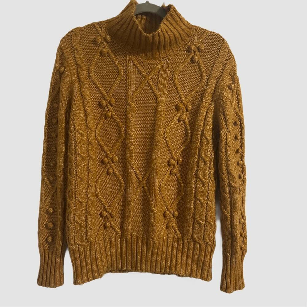 Cupcakes and Cashmere Mock Neck
Cableknit Bobble Sweater‎ In Curry Size Large